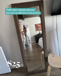 Full size rattan mirror