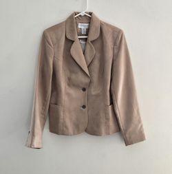 Ladies Tan Suedecloth Blazer Fully Lined Size 10