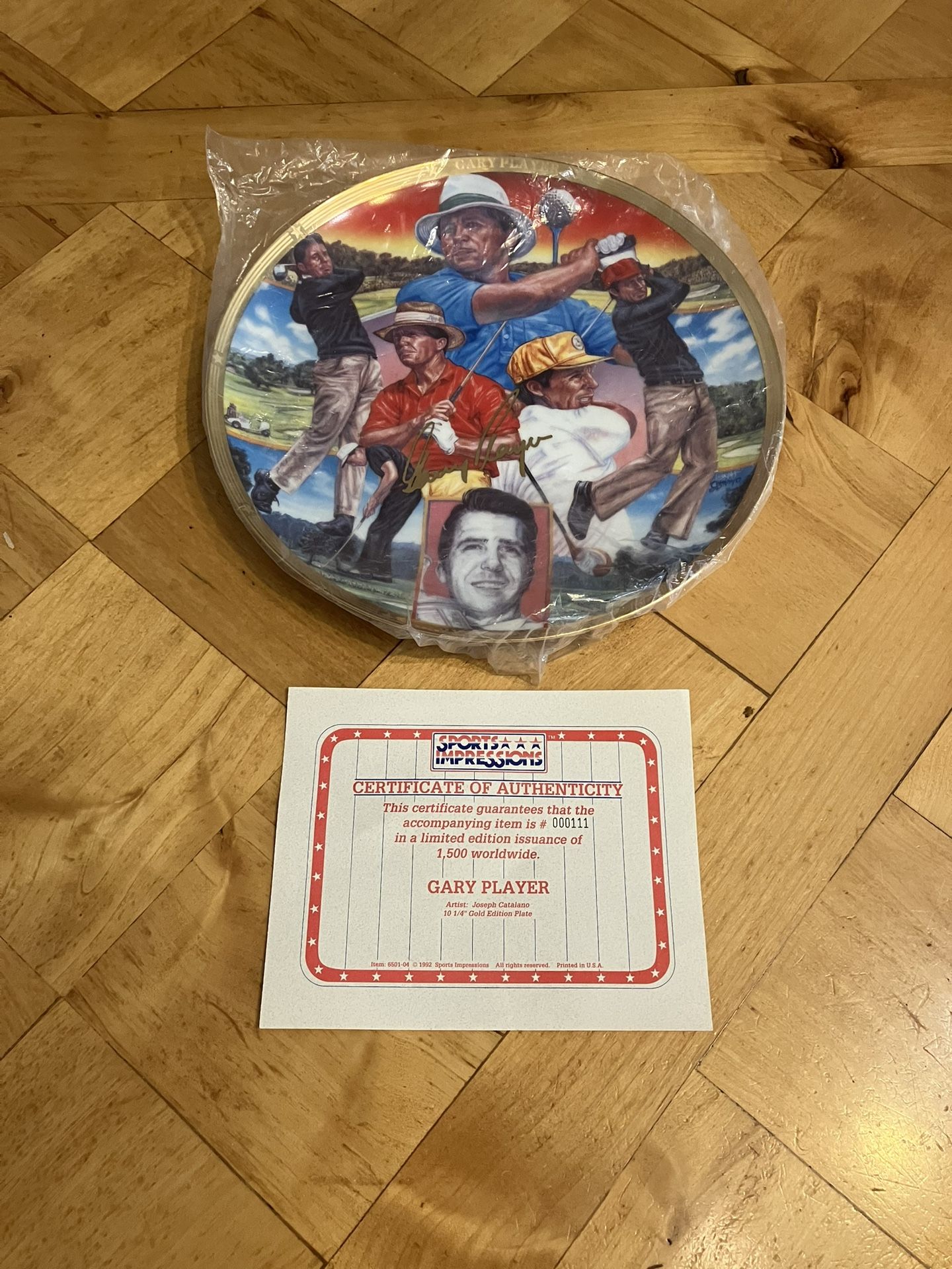 Golf Great Gary Player 10 1/4” Commemorative Gold Plate