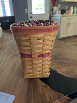 Longaberger Woven Wood Basket with Fabric Lining