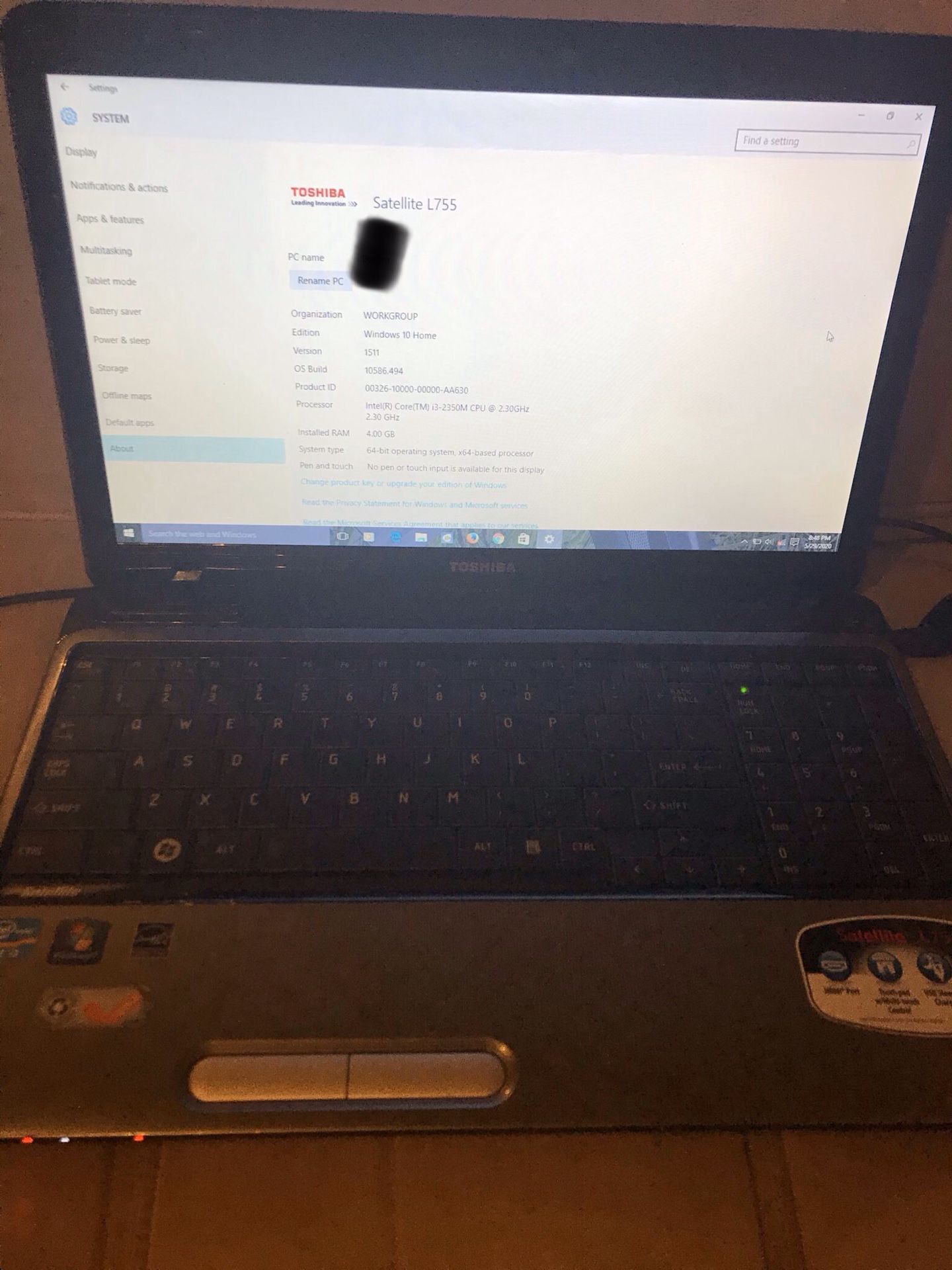 Toshiba windows 8 laptop