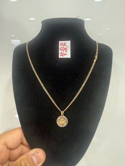 For Wedding 10K Solid Gold Chain and Pendant 5.5Gr 20 inches long