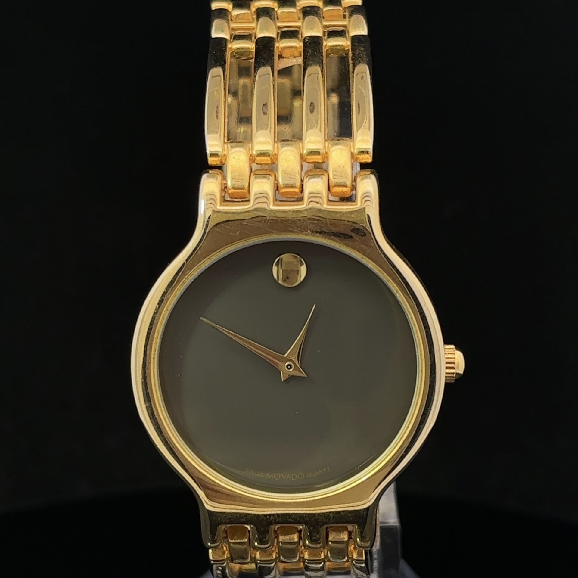 Pre-owned LADIES MOVADO MUSEUM WRISTWATCH GOLD PLATED STAINLESS STEEL