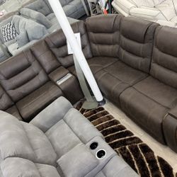Available In Grey - Brown Power Reclining Sectional