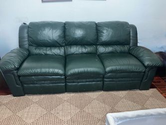 2 Green Leather Couches