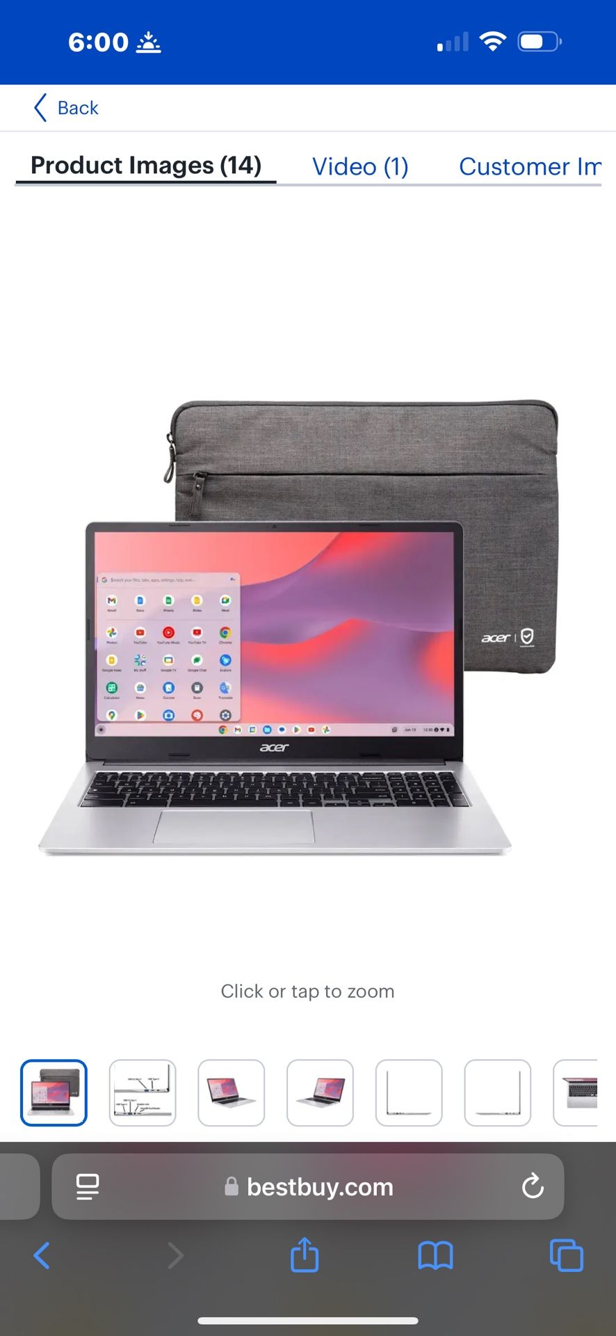 Acer Silver Chromebook 315 HD Laptop W/ Protective Sleeve