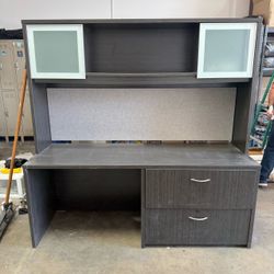 Office Desk with Hutch and File Drawers