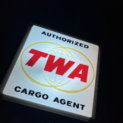Vintage TWA Cargo Agent Light Up Sign 