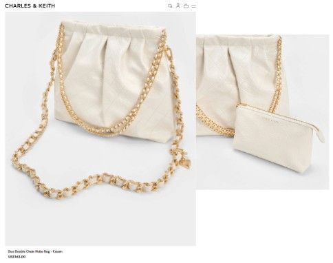 $80 Charles & Keith Duo Double Chain Hobo Bag - Cream