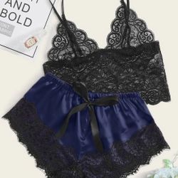 Bralette and Satin Shorts #1055
