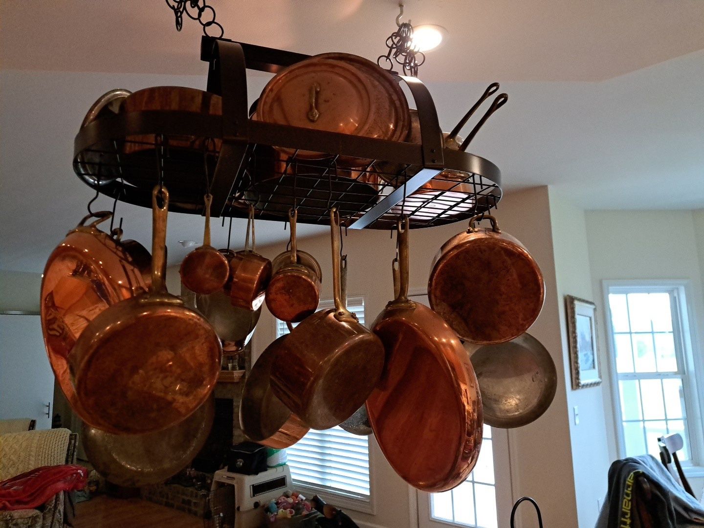 34 Inch Oiled Bronze Hanging Pot Rack