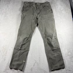 Y2K Carhartt BN3340-M Rugged Flex Slim Pants 34x29 Green Duck Double Knee #1609
