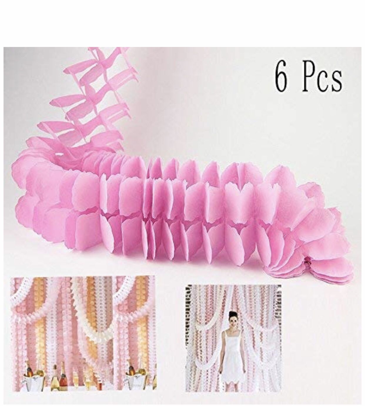 Hanging Garland,Paper Garland Pack of 6 Four-Leaf Tissue Paper Flower Garland Reusable Party Streamers for Party Wedding Decorations Party Decoratio