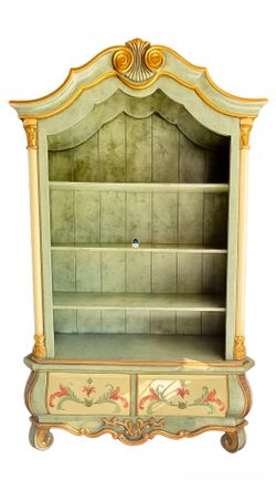 Ornate Italian Style Hand-Painted Bookcase