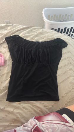 Brandy Melville Black Sheer Puff Sleeve Top