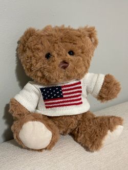 Small teddy bear with American flag sweater
