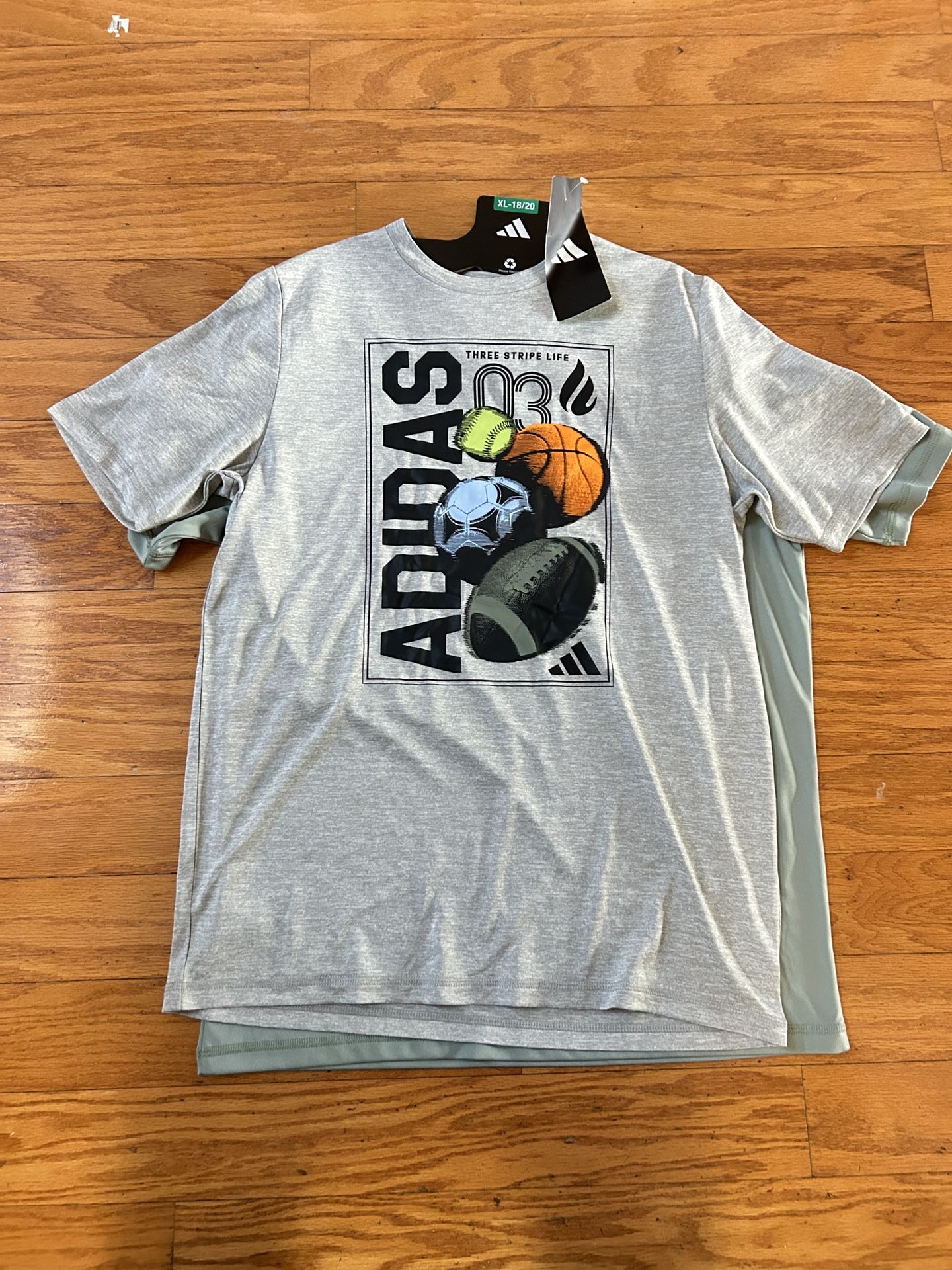 NWT Adidas boys athletic Tee 2 pack Size XL 18/20