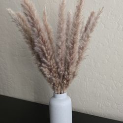 Modern Ceramic Bud Vase - Includes Faux/Dried Pampas Grass Decor