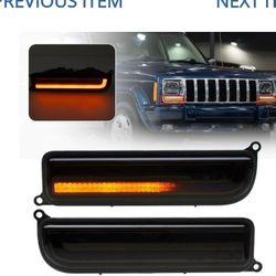 Lot # RH5913: 2PCS Sequential Led Front Turn Signal Lights for 1 Jeep Cherokee XJ Amber Led Bumper Signal Lights White Parking Light Front Corn
