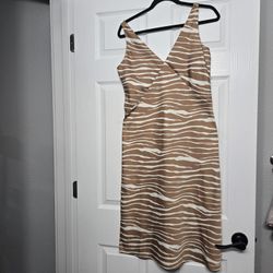 Brown and White Striped Dress