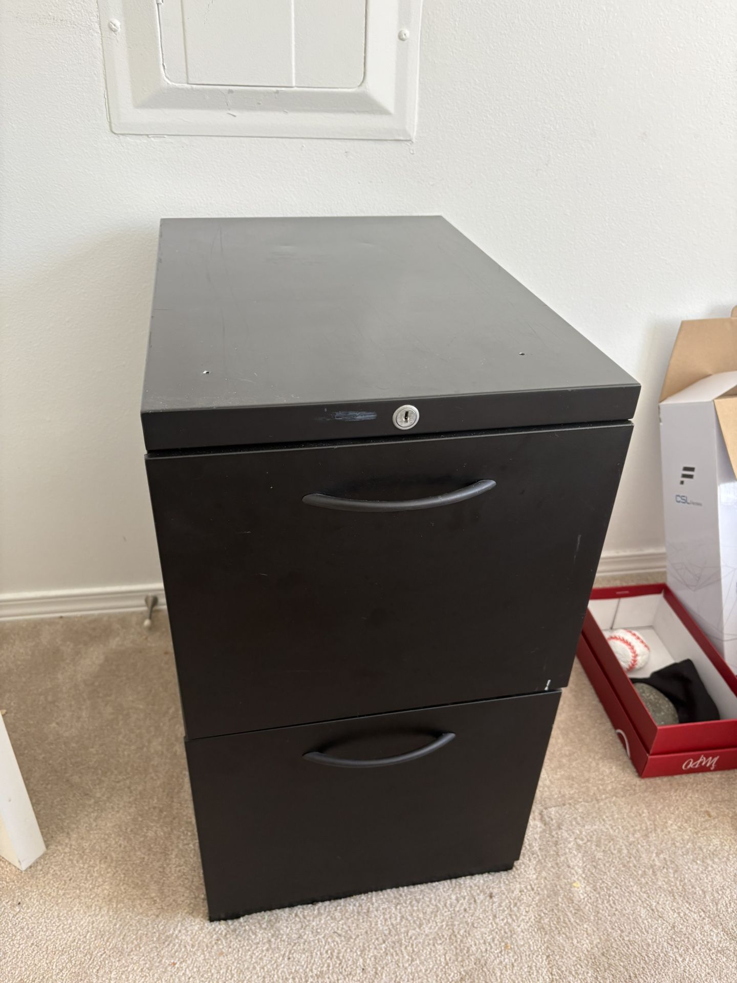 Filing Cabinet Two Drawer Metal Black