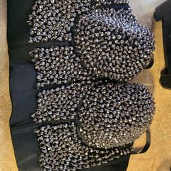 Fashion Nova Womens Size M Black Gunmetal Beaded Sweetheart Corset Top