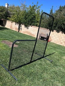 Baseball L Screen for Batting Cage | Baseball Pitching Net with Wheels-7 feet by 7 feet