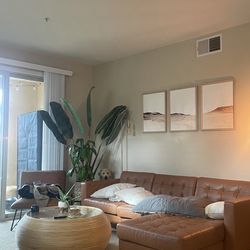 IKEA Leather couch with chaise