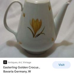 Easterling Golden Crocus COMPARE PRICE Vintage Coffee Teapot