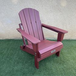New All Weather Polywood Folding Adirondack Patio Lounge Chair Red