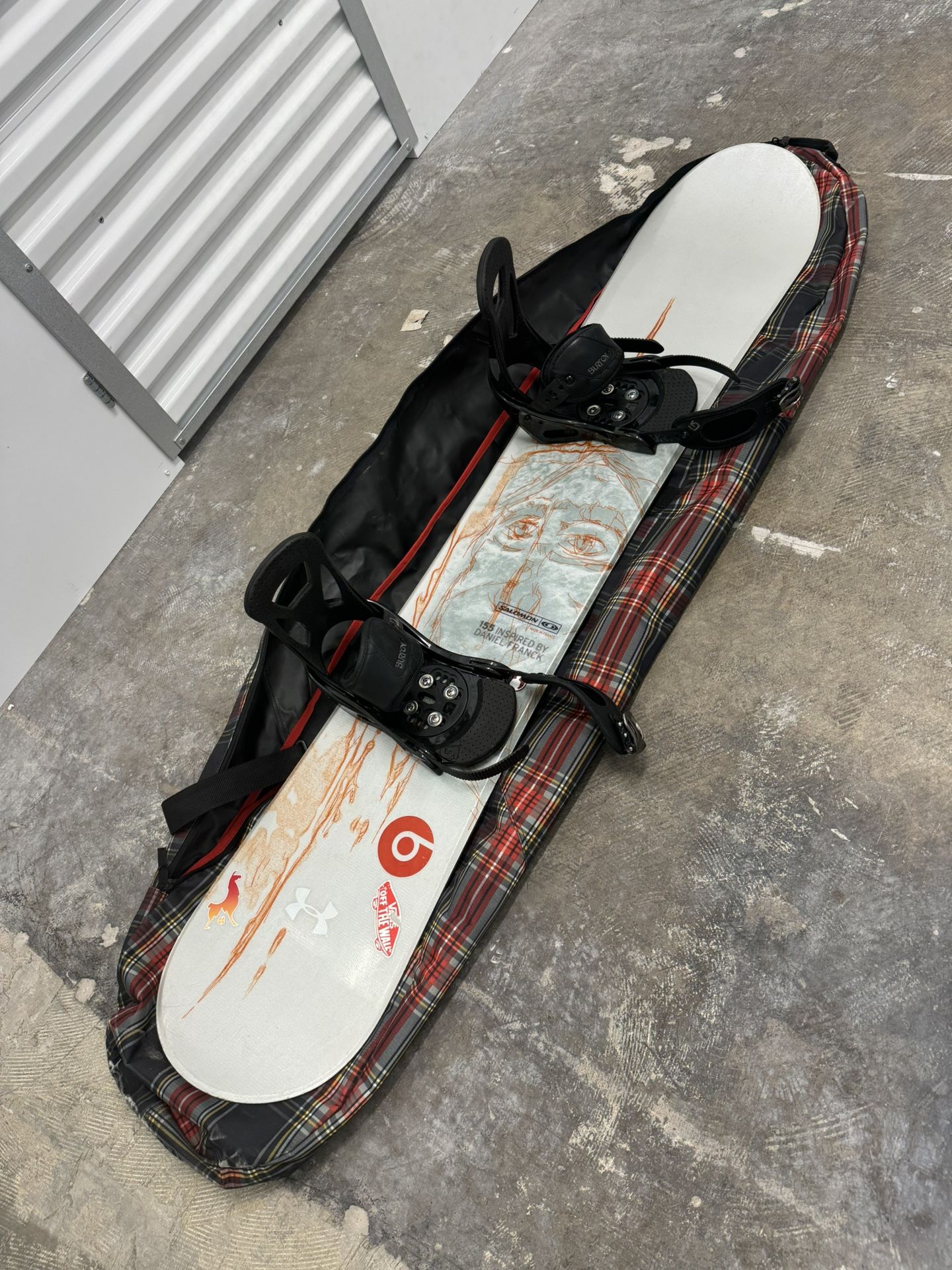 Snowboard, Boots, Gloves, Pants, Bag