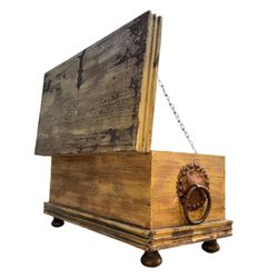 Antique Painted Handmade Spanish Colonial Chest / Trunk