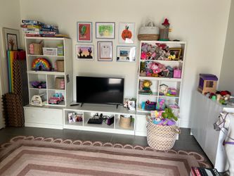 Pottery Barn Kids Entertainment Shelving  And Tv Stand White 3 Pieces