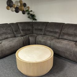 Furniture- 5 Pc High Performance Fabric Sectional With 2 Power Recliners- Felyx