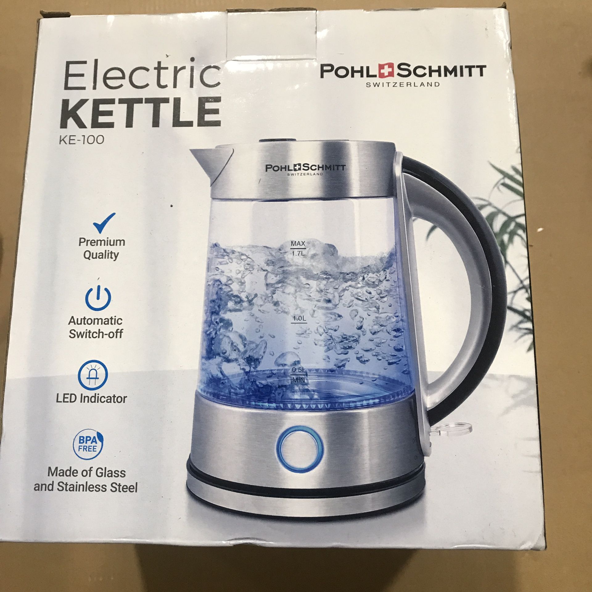 Pohl Schmitt 1.7L Electric Kettle with Upgraded Stainless Steel Filter,  Inner Lid & Bottom, Glass Water Boiler & Tea Heater with LED, Cordless,  Auto for Sale in Walnut, CA - OfferUp