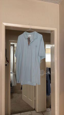 BURBERRY MEN POLO SHIRT AUTHENTIC , SIZE XXL COLOR DUCK EGG BLUE