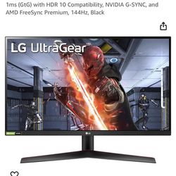 LG UltraGear FHD 27-Inch Gaming Monitor 27GN800-B, IPS 1ms (GtG) with HDR 10 Compatibility, NVIDIA G-SYNC, and AMD FreeSync Premium, 144Hz, Black