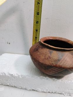Old Indian ceremonial pottery bowl  hand made