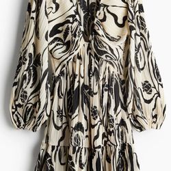 H&M Plisse Dress Cream & Black New W Tag! 
