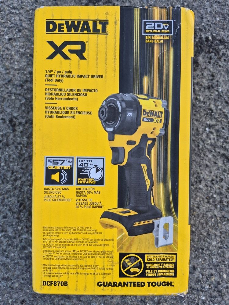 Dewalt Cordlsss Brushless 20V XR Quiet Hydrolic Impact Driver