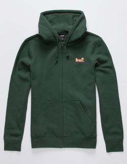 HUF Worldwide Men’s 1993 Full Zip Hoodie Dark Green Brand New DS