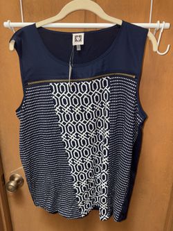 Anne Klein Navy Blue Tank Top Size XL NWT 