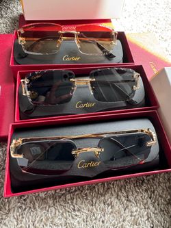 Cartier sunglasses for sale 2 designs gold frame black / brown lenses