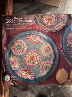 18 piece Melamine dinnerware plate set