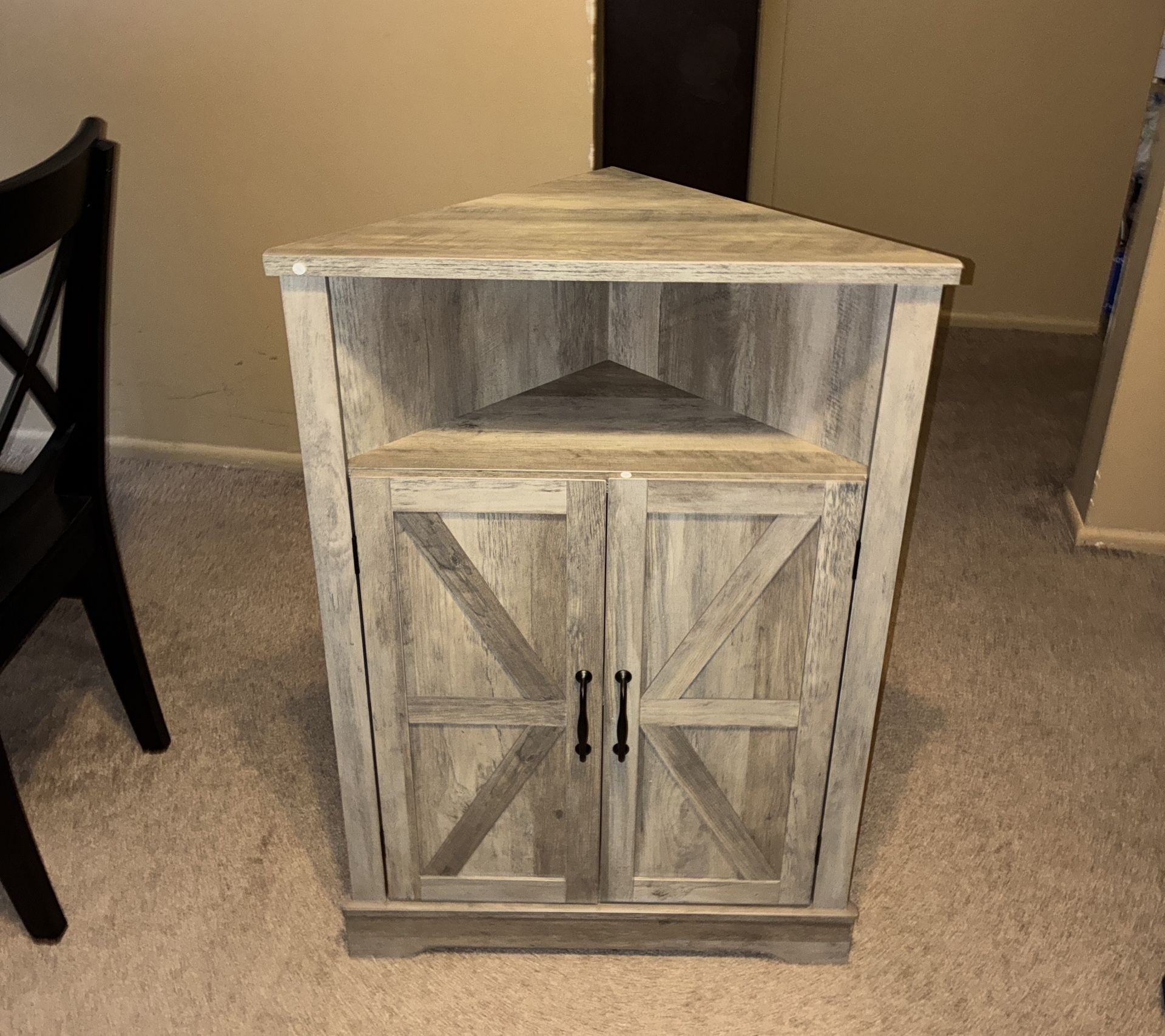 NEW Corner Cabinet, Farmhouse Floor Corner Cabinet with Doors and Adjustable Shelves, Freestanding Wooden Storage