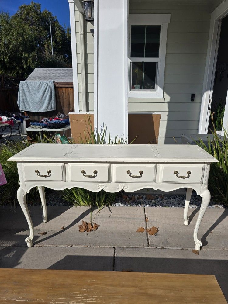 Harden High-End Large Solid Wood 4 Drawer White French Provincial Style Console Entryway Sofa Table