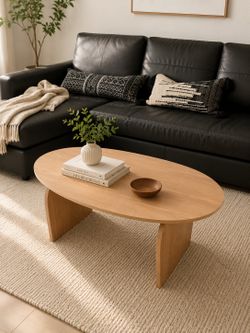 Modern Oval Coffee Table Natural Oak Finish –New