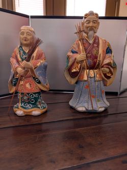Kutani Mamasan and Papasan Porcelain Figures