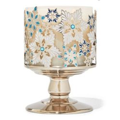 ❄ SPARKLY SNOWFLAKES PEDESTAL 3-WICK CANDLE HOLDER 