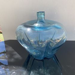 Tall Decorative Blue Glass Vase